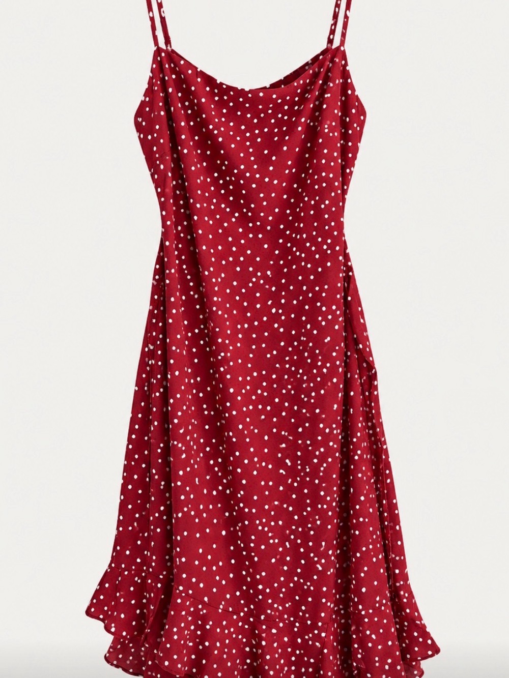 Red Polka Dot Slip Dress - Classic Spaghetti Strap